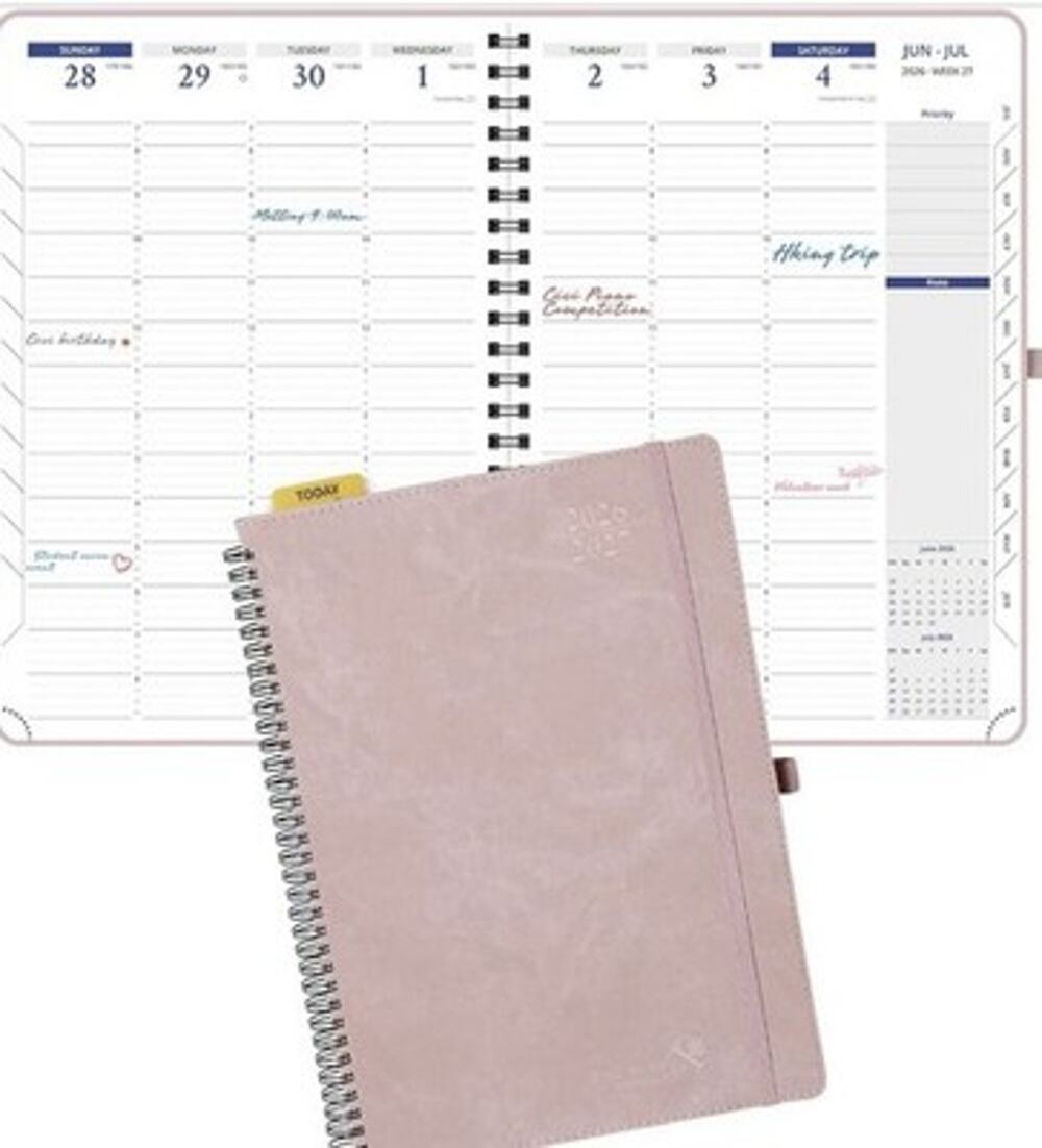 POPRUN 2026-2027 Academic Weekly Planner, Large Size 8.25" x 11.75" Pink *READ..